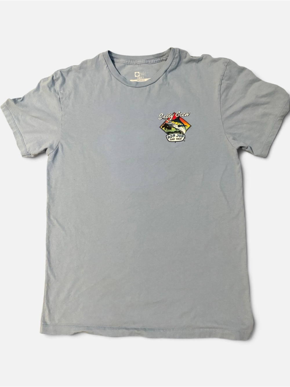 Salty Crew Light Blue Short-Sleeve Tee with Surf Badge
